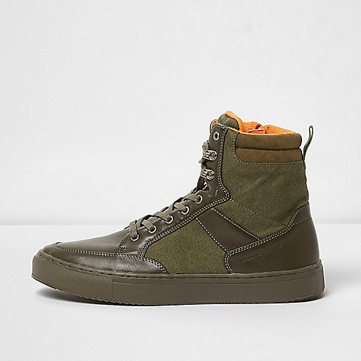 the river island,jacques-vertuk Buyer Green high top lace-up sneakers Sneakers Shoes / Boots men