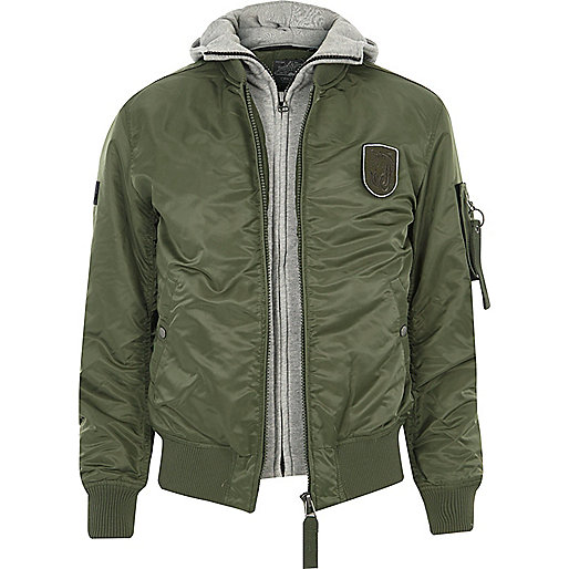 jacques-vertuk Green Jack & Jones hoodie bomber jacket 302547 men Coats / Jackets Jackets