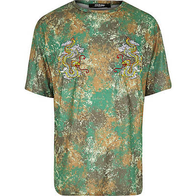 jacques-vertuk Green Jaded London camo dragon T-shirt 298702 men T-Shirts / Vests