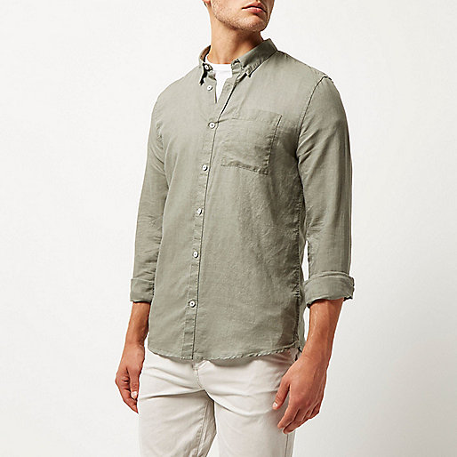 river island christmas sale,jacques-vertuk Ireland Online Shopping Green linen-rich shirt Shirts Sale men