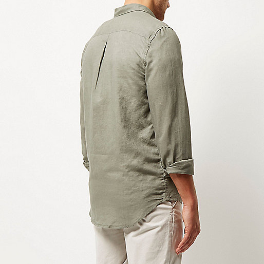 river island christmas sale,jacques-vertuk Ireland Online Shopping Green linen-rich shirt Shirts Sale men