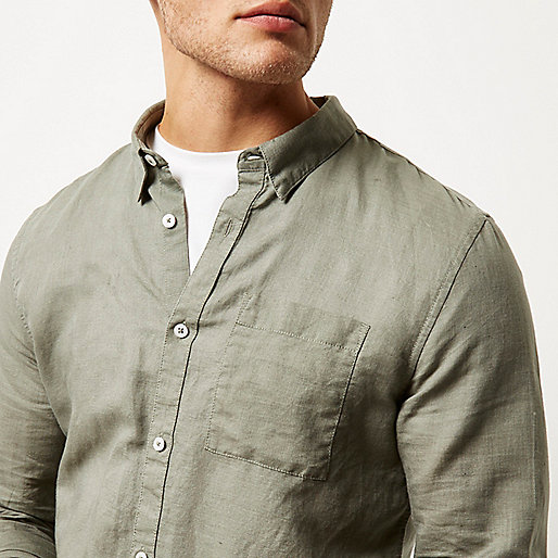 river island christmas sale,jacques-vertuk Ireland Online Shopping Green linen-rich shirt Shirts Sale men