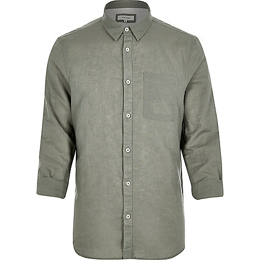 red leopard print dress river island,jacques-vertuk Outlet Green linen-rich shirt men 292259