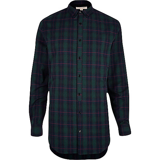 jacques-vertuk Green longline check shirt 294782 men Shirts