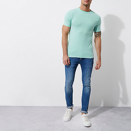 river island website,Ladies jacques-vertuk Clothes Green muscle fit crew neck T-shirt T-shirts T-Shirts / Tanks men