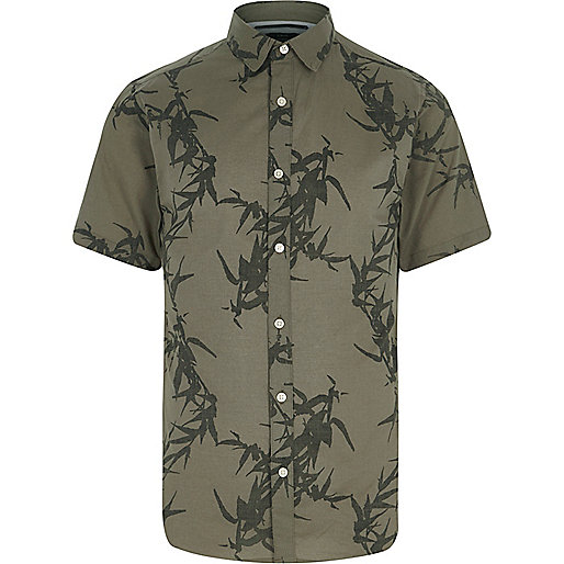 jacques-vertuk Green Only & Sons leaf short sleeve shirt 301380 men Shirts Short Sleeve Shirts