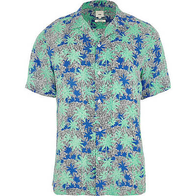 jacques-vertuk Green palm print short sleeve shirt 302968 men Shirts Short Sleeve Shirts