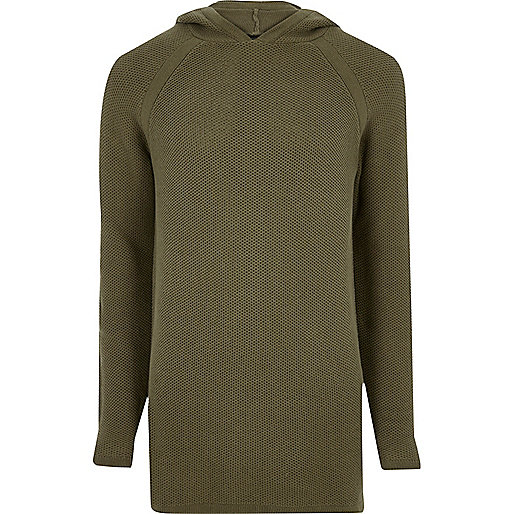 jacques-vertuk Green perforated longline hoodie 298037 men Jumpers / Cardigans