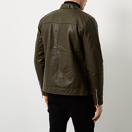 river island trainers,jacques-vertuk Ireland Green racer neck faux leather jacket men 298709