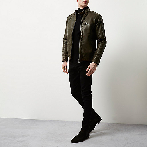 river island clutch sale,jacques-vertuk New Stores Green racer neck faux leather jacket Coats / Jackets Sale men