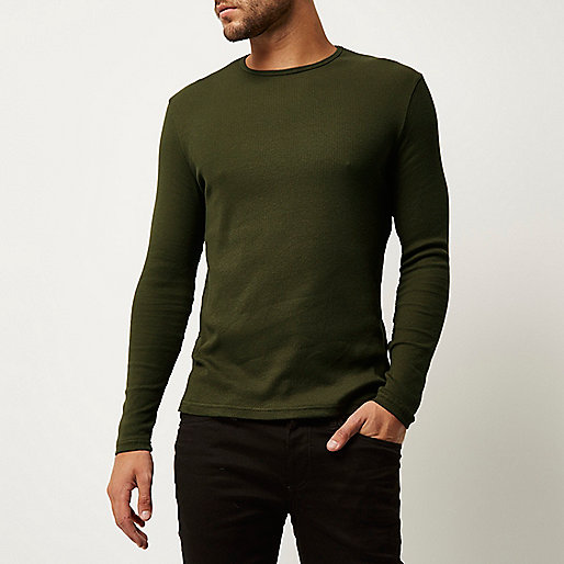 river island jean shorts,jacques-vertuk Shoes Uk Online Green ribbed slim fit long sleeve T-shirt T-Shirts / Tanks Sale men