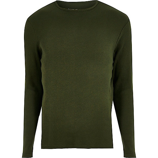 jacques-vertuk Green ribbed slim fit long sleeve T-shirt 292944 men T-Shirts / Vests