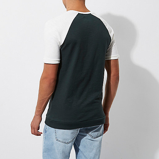 river island cortonwood,jacques-vertuk Style Green short raglan sleeve slim fit T-shirt T-shirts T-Shirts / Tanks men