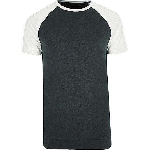 river island cortonwood,jacques-vertuk Style Green short raglan sleeve slim fit T-shirt T-shirts T-Shirts / Tanks men