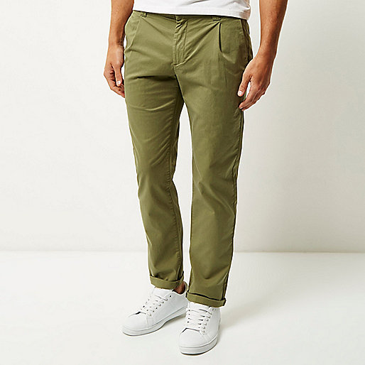 jacques-vertuk Green slim pleated pants 294373 men Trousers