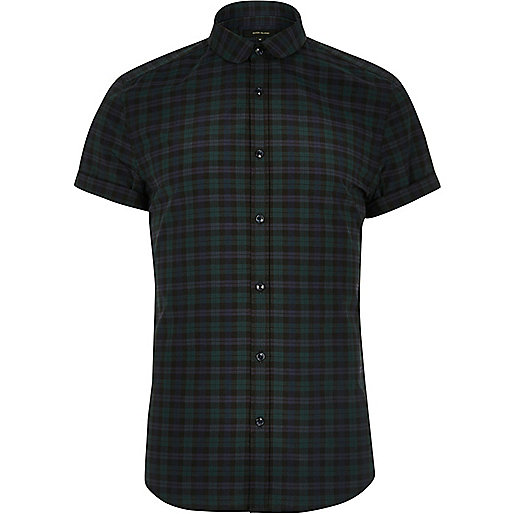 jacques-vertuk Green smart check slim fit short sleeve shirt 298631 men Shirts