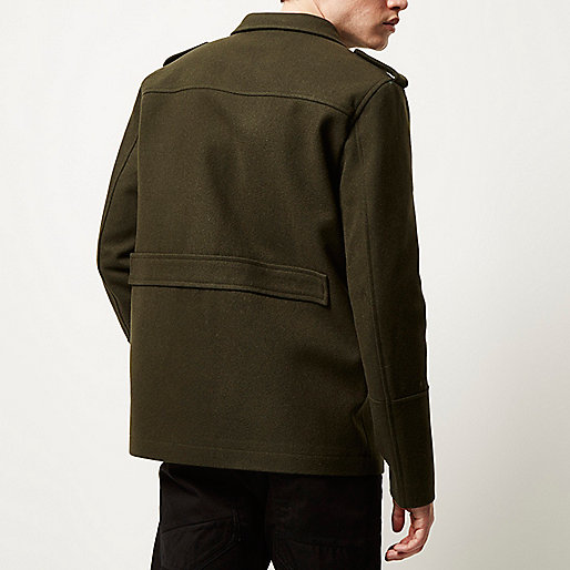 green bag river island,jacques-vertuk London Green smart wool-blend military jacket men 289675