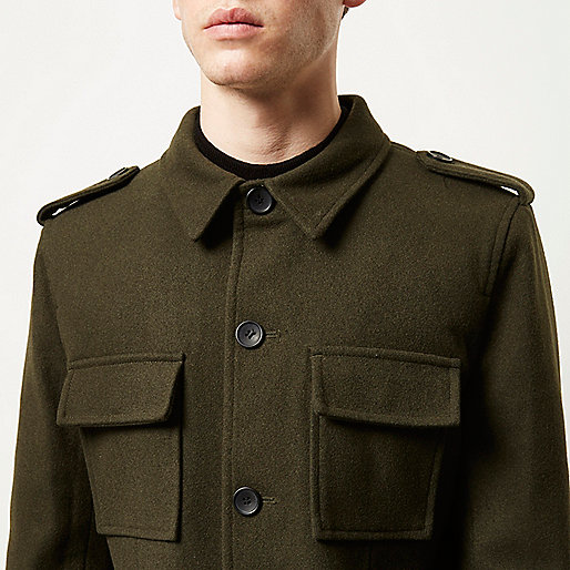 green bag river island,jacques-vertuk London Green smart wool-blend military jacket men 289675