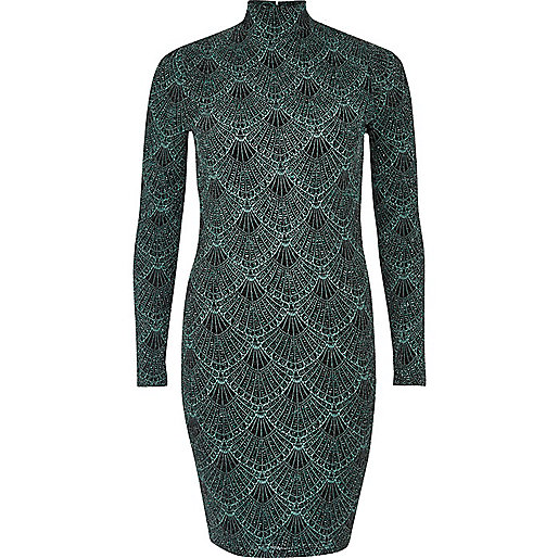 jacques-vertuk Green sparkly turtleneck mini dress 693491 women Dresses