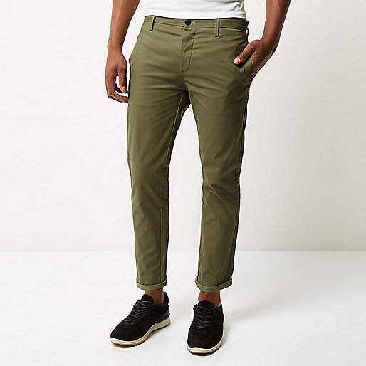 jacques-vertuk Green stretch cropped slim chino pants 293383 men Trousers