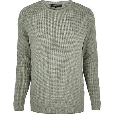 jacques-vertuk Green textured waffle sweater 293659 men Jumpers / Cardigans