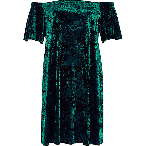 jacques-vertuk Green velvet bardot swing dress 694323 women Dresses