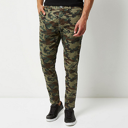 jacques-vertuk Green washed camo skinny chino pants 296053 men Trousers