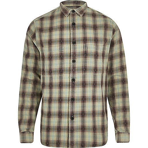 river island black bag sale,Ladies Chinos jacques-vertuk Green washed check long sleeve shirt Shirts Sale men