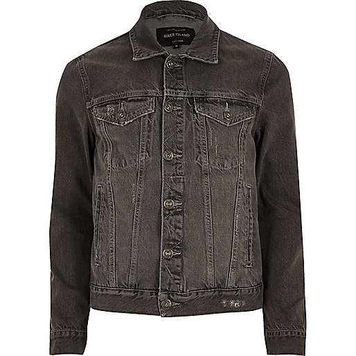 river island jeans,jacques-vertuk London Grey acid wash denim jacket men 297941