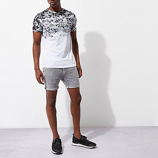 river island boxer shorts,jacques-vertuk New Season Grey acid wash skinny denim shorts Casual Shorts Shorts men