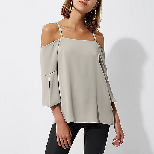 cargos river island,jacques-vertuk South Africa Grey bardot split sleeve top women 709844