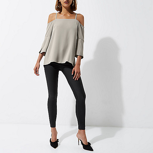 cargos river island,jacques-vertuk South Africa Grey bardot split sleeve top women 709844