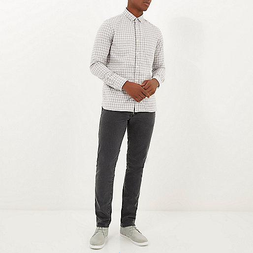 river island tapered jeans,jacques-vertuk Shopping Grey basket weave check shirt Shirts Sale men