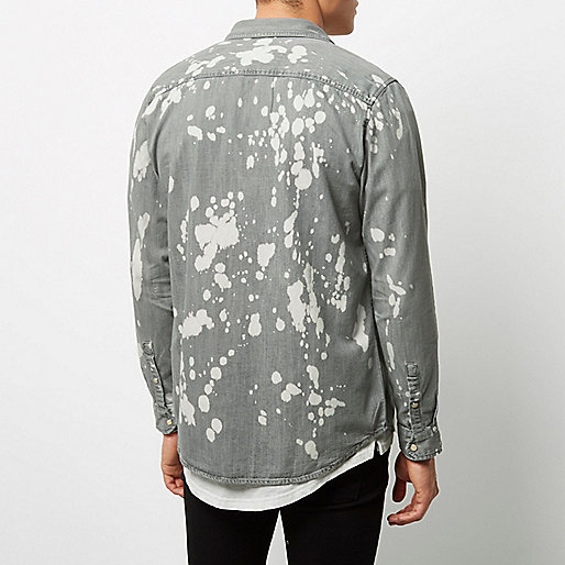 lime green dress river island,jacques-vertuk Clothes Women Grey bleach splattered denim shirt Shirts Sale men