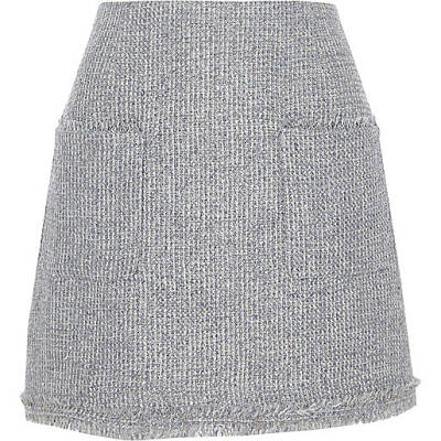 jacques-vertuk Grey boucle knit A line mini skirt 709531 women Skirts Mini Skirts