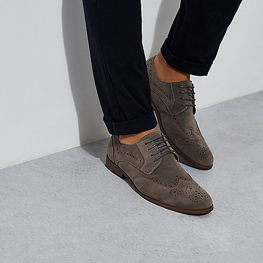 about river island,jacques-vertuk Satin Grey brogues Shoes Shoes / Boots men