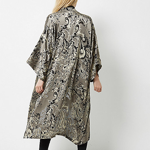 black pumps river island,River And Island Grey burnout paisley print kimono Coats / Jackets Sale women