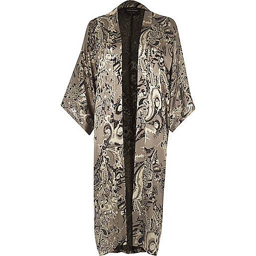 black pumps river island,River And Island Grey burnout paisley print kimono Coats / Jackets Sale women