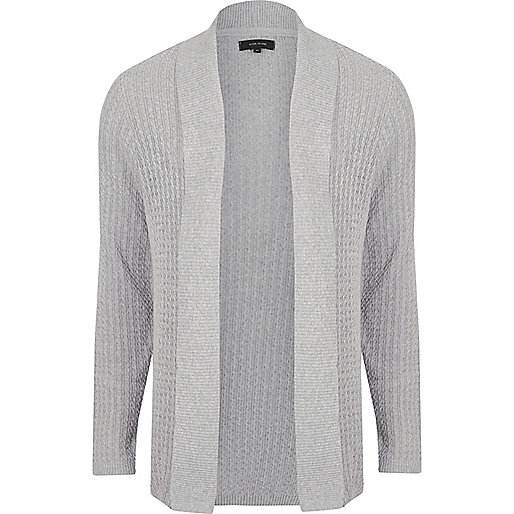 jacques-vertuk Grey cable knit open front cardigan 302678 men Jumpers / Cardigans Cardigans