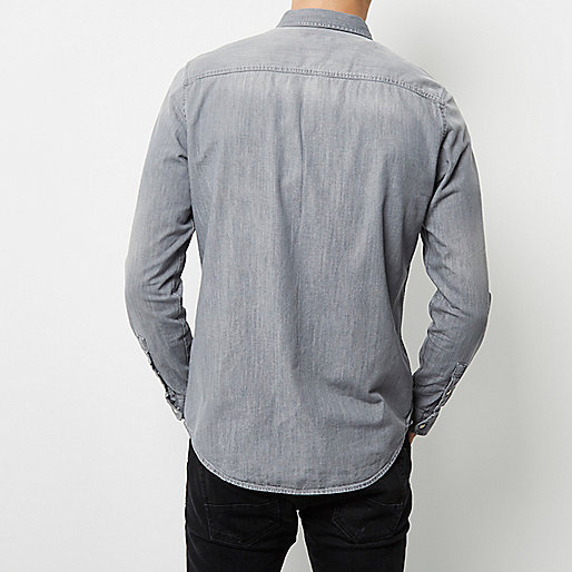 river island fur trim coat,Online jacques-vertuk Shopping Grey casual western denim shirt Shirts Sale men