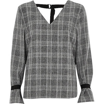 river island large weekend bag,jacques-vertuk Discount Store Grey check D-ring tie back top Blouses Tops women