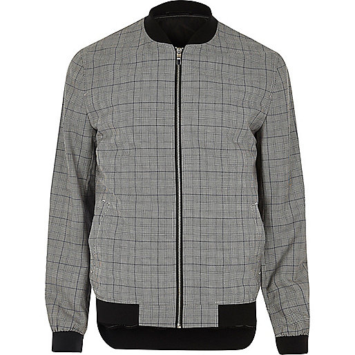 jacques-vertuk Grey check formal bomber jacket 295507 men Coats / Jackets