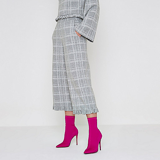 jacques-vertuk Grey check frill hem knit culottes 707125 women Trousers Culottes