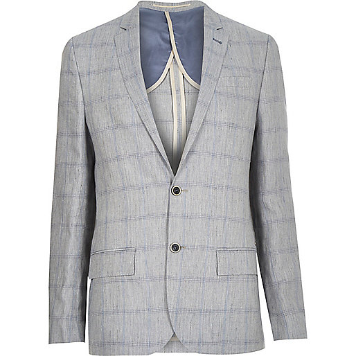 river island womens coats sale,jacques-vertuk South Africa Grey check linen-blend blazer men 286617