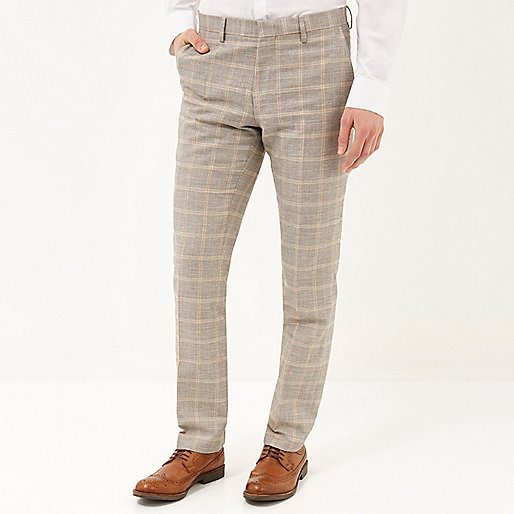 river island mens parka sale,jacques-vertuk South Africa Grey check linen-blend smart pants men 285827