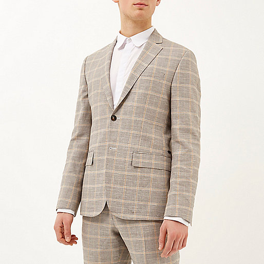 black and white shoes river island,jacques-vertuk South Africa Grey check linen-blend smart suit jacket men 285821