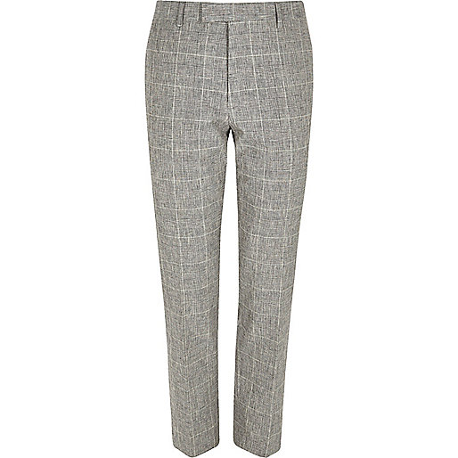 jacques-vertuk Grey check print skinny fit suit pants 299917 men Suits