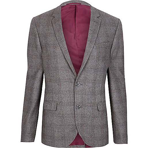 jacques-vertuk Grey check skinny fit blazer 301208 men Blazers