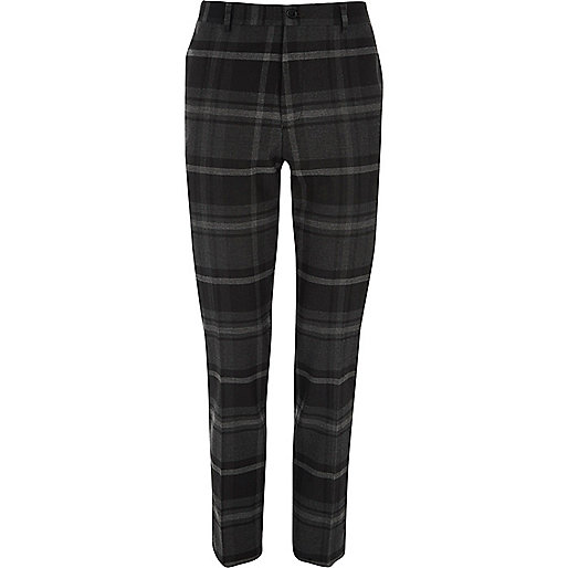 jacques-vertuk Grey check skinny fit suit pants 302967 men Suits Suit Trousers