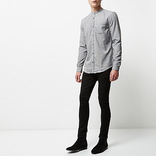 river island flat boots,jacques-vertuk Dresses Online Grey check slim fit grandad shirt Shirts Sale men